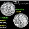 Image 1 : 1943-p Walking Liberty Half Dollar 50c Grades Choice Unc