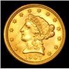 Image 2 : ***Auction Highlight*** 1907-p Gold Liberty Quarter Eagle $2 1/2 Graded Choice+ Unc By USCG (fc)