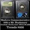 Image 1 : 1991-s Mount Rushmore Modern Commem Half Dollar 50c Graded GEM++ Proof Deep Cameo By USCG