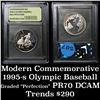 Image 1 : 1995-s Olympics Baseball Modern Commem Half Dollar 50c Graded GEM++ Proof Deep Cameo By USCG