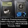 Image 1 : 1996-s Olympics Swimming Modern Commem Half Dollar 50c Graded GEM++ Proof Deep Cameo By USCG