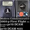 Image 1 : 2003-p First Flight Modern Commem Half Dollar 50c Graded GEM++ Proof Deep Cameo By USCG