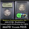 Image 1 : 1991-d Mount Rushmore Modern Commem Half Dollar 50c Graded ms70, Perfection By USCG