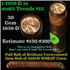 Image 1 : Full roll of 1959-d Lincoln Cents 1c Uncirculated Condition . .