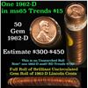 Image 1 : Full roll of 1962-d Lincoln Cents 1c Uncirculated Condition . .