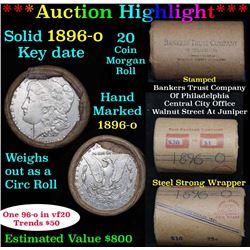 ***Auction Highlight*** Full solid date 1896-o Morgan silver dollar roll, 20 coins   (fc)