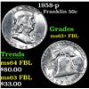 Image 1 : 1958-p Franklin Half Dollar 50c Grades Select Unc+ FBL