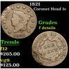 Image 1 : 1821 Coronet Head Large Cent 1c Grades f details