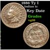 Image 1 : 1886 Ty I Indian Cent 1c Grades vg+