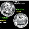 Image 1 : 1958-d Franklin Half Dollar 50c Grades Select+ Unc