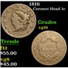 Image 1 : 1816 Coronet Head Large Cent 1c Grades vg+