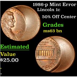 1986-p Mint Error Lincoln Cent 1c Grades Select Unc BN