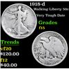 Image 1 : 1918-d Walking Liberty Half Dollar 50c Grades f+