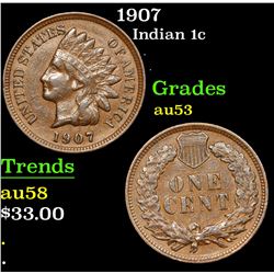 1907 Indian Cent 1c Grades Select AU