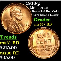 1938-p Lincoln Cent 1c Grades GEM++ RD