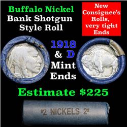 Buffalo Nickel Shotgun Roll in Old Bank Style Wrapper 1918 & d Mint Ends (fc)