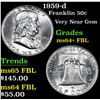 Image 1 : 1959-d Franklin Half Dollar 50c Grades Choice Unc+ FBL