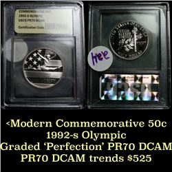 *Auction Highlight* 1992-s Olympics Moden Commen 50c 50c Graded GEM++ Proof Deep Cameo By USCG (fc)