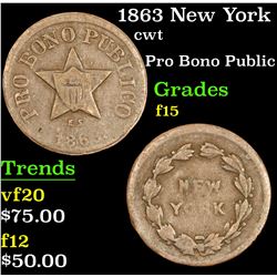 1863 New York Civil War Token 1c Grades f+