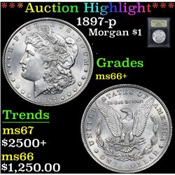 ***Auction Highlight*** 1897-p Morgan Dollar $1 Graded GEM++ Unc By USCG (fc)