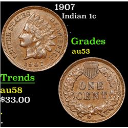 1907 Indian Cent 1c Grades Select AU