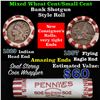 Image 1 : Mixed small cents 1c orig shotgun roll, 1857 Flying Eagle Cent, 1889 Indian Cent other end