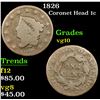 Image 1 : 1826 Coronet Head Large Cent 1c Grades vg+