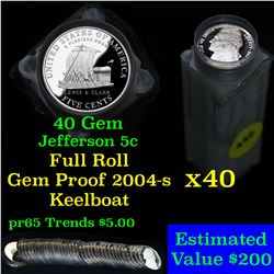 Proof 2004-s Keel Boat Jefferson nickel 5c roll, 40 pieces