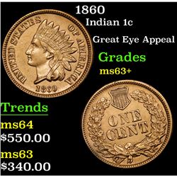 1860 Indian Cent 1c Grades Select+ Unc
