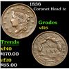 Image 1 : 1836 Coronet Head Large Cent 1c Grades vf+