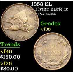 1858 SL Flying Eagle Cent 1c Grades vf++