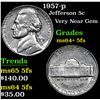 Image 1 : 1957-p Jefferson Nickel 5c Grades Choice Unc+ 5fs