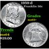Image 1 : 1959-d Franklin Half Dollar 50c Grades Select+ Unc