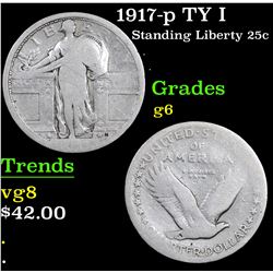 1917-p TY I Standing Liberty Quarter 25c Grades g+