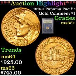 ***Auction Highlight*** 1915-s Panama Pacific Gold Commem Dollar 1 Graded Select+ Unc By USCG (fc)