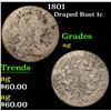 Image 1 : 1801 Draped Bust Large Cent 1c Grades ag