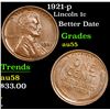 Image 1 : 1921-p Lincoln Cent 1c Grades Choice AU