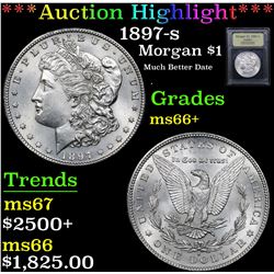 ***Auction Highlight*** 1897-s Morgan Dollar $1 Graded GEM++ Unc By USCG (fc)