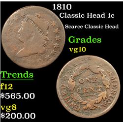 1810 Classic Head Large Cent 1c Grades vg+