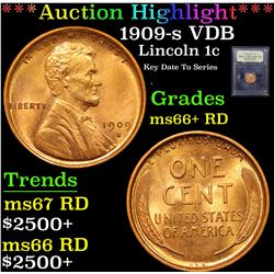 ***Auction Highlight*** 1909-s VDB Lincoln Cent 1c Graded GEM++ RD By USCG (fc)