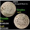 Image 1 : 1802 Draped Bust Large Cent 1c Grades vg+