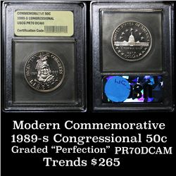 *Auction Highlight* 1989-s Congress Moden Commen 50c 50c Graded GEM++ Proof Deep Cameo By USCG (fc)