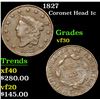 Image 1 : 1827 Coronet Head Large Cent 1c Grades vf++