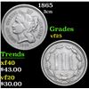 1865 Three Cent Copper Nickel 3cn Grades vf+