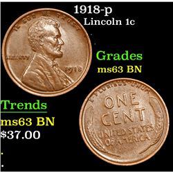 1918-p Lincoln Cent 1c Grades Select Unc BN