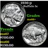 1936-p Buffalo Nickel 5c Grades GEM++ Unc