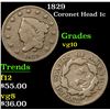 Image 1 : 1829 Coronet Head Large Cent 1c Grades vg+