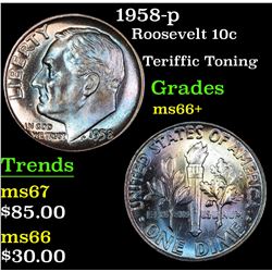 1958-p Roosevelt Dime 10c Grades GEM++ Unc