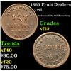 Image 1 : 1863 Fruit Dealers Civil War Token 1c Grades vf+