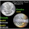 Image 1 : 1886-p Rainbow Toned Morgan Dollar $1 Grades Choice Unc